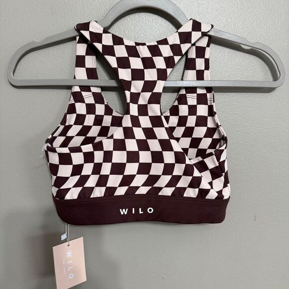 WILO NWT checked sports bra in chocolate/clay size XS - Picture 2 of 4
